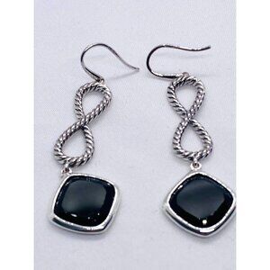 David Yurman Sterling Silver 925 Onyx Drop Earrings